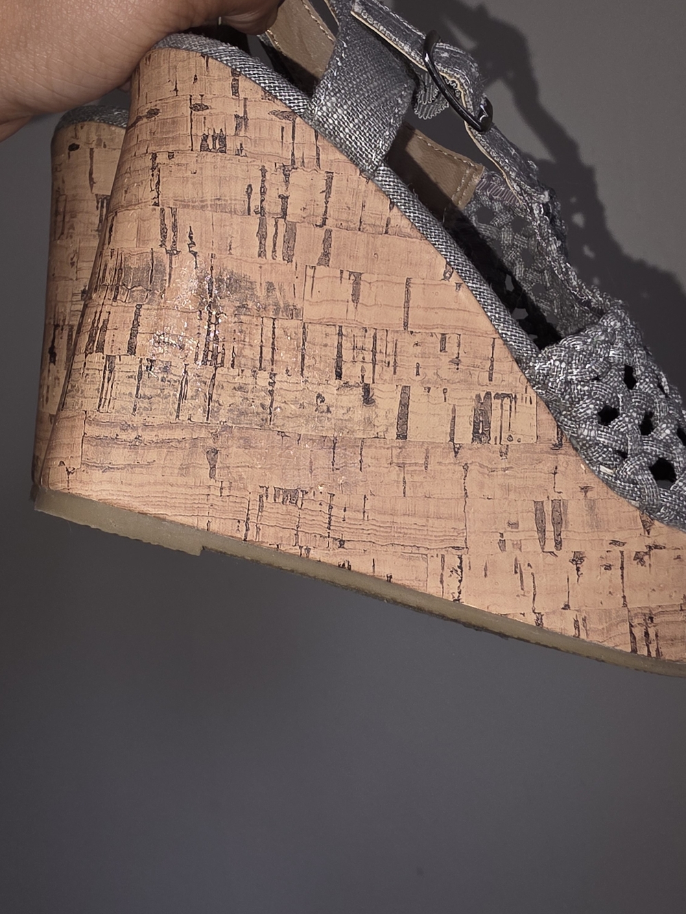 ☆SO Grey Woven Cork Wedge Sandals☆ - Picture 4 of 5